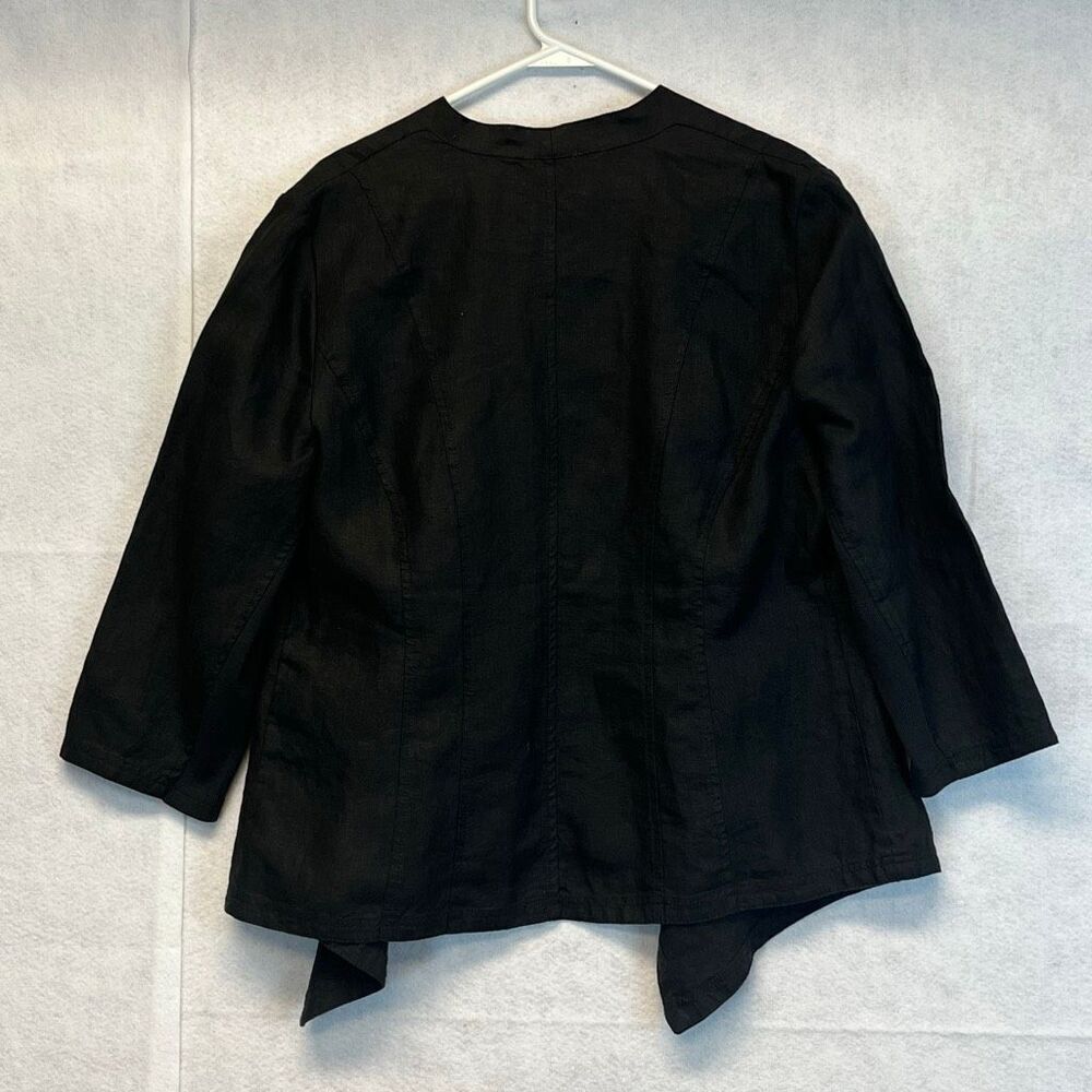 NWT CHICO'S Linen Jacket Size 2/Large Black Drape Open Front 3/4 Sleeve New - Picture 12 of 15
